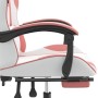 Silla gaming giratoria y reposapiés cuero sintético blanco rosa by , Gaming chairs - Ref: Foro24-349588, Price: 119,48 €, Dis...