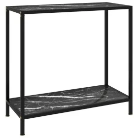Black tempered glass console table 80x35x75 cm by vidaXL, Side tables - Ref: Foro24-322834, Price: 67,03 €, Discount: %