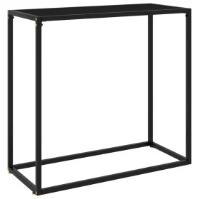 Black tempered glass console table 80x35x75 cm by vidaXL, Side tables - Ref: Foro24-322808, Price: 48,62 €, Discount: %