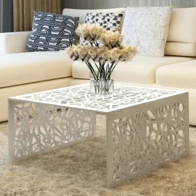 Mesa de centro con diseño geométrico calado aluminio plateado by , Coffee table - Ref: Foro24-242328, Price: 266,81 €, Discou...