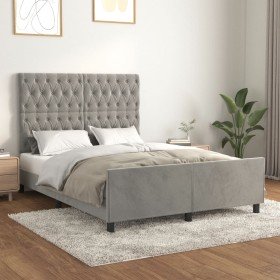 Estructura de cama sin colchón terciopelo gris claro 140x200 cm Estructura de cama sin colchón terciopelo gris claro 140x200 cm