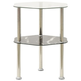 Side table 2 levels transparent and black glass 38x38x50 cm by vidaXL, Side tables - Ref: Foro24-322792, Price: 34,09 €, Disc...