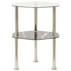 Side table 2 levels transparent and black glass 38x38x50 cm by vidaXL, Side tables - Ref: Foro24-322792, Price: 33,00 €, Disc...