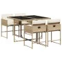 Set comedor de jardín 5 pzas con cojines ratán sintético beige by , Garden sets - Ref: Foro24-3211258, Price: 297,89 €, Disco...