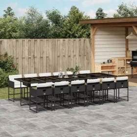 Set comedor de jardín con cojines 13 pzas ratán sintético negro by , Garden sets - Ref: Foro24-3211302, Price: 894,83 €, Disc...