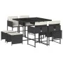 Set de comedor de jardín 9 pzas y cojines ratán sintético negro von , Gartensets - Ref: Foro24-3211314, Preis: 380,50 €, Raba...