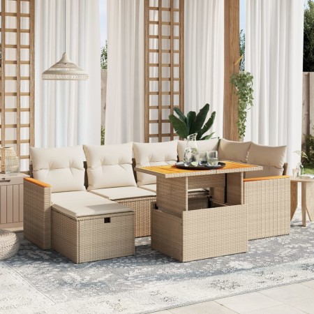 Set sofás de jardín 7 piezas y cojines ratán sintético beige von , Gartensets - Ref: Foro24-3276040, Preis: 485,06 €, Rabatt: %