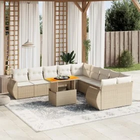 Set de sofás de jardín 11pzas con cojines ratán sintético beige by , Garden sets - Ref: Foro24-3272388, Price: 864,34 €, Disc...