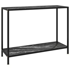 Console table black tempered glass 100x35x75 cm by vidaXL, Side tables - Ref: Foro24-322838, Price: 80,96 €, Discount: %