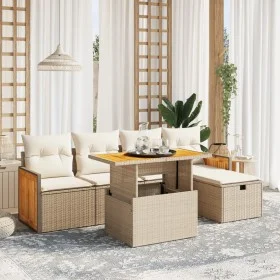 Juego de sofás jardín con cojines 6 pzas ratán sintético beige by , Garden sets - Ref: Foro24-3276243, Price: 437,77 €, Disco...