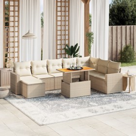 Set de sofás de jardín 9 pzas con cojines ratán sintético beige by , Garden sets - Ref: Foro24-3271450, Price: 596,64 €, Disc...