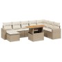 Set de sofás de jardín 9 pzas con cojines ratán sintético beige by , Garden sets - Ref: Foro24-3271450, Price: 596,64 €, Disc...