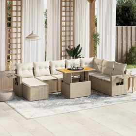 Set de sofás de jardín 9 pzas con cojines ratán sintético beige by , Garden sets - Ref: Foro24-3275739, Price: 617,78 €, Disc...