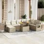 Set de sofás de jardín 9 pzas con cojines ratán sintético beige by , Garden sets - Ref: Foro24-3275739, Price: 652,96 €, Disc...