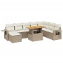 Set de sofás de jardín 9 pzas con cojines ratán sintético beige by , Garden sets - Ref: Foro24-3275739, Price: 617,78 €, Disc...