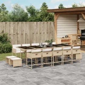 Set comedor de jardín con cojines 15 pzas ratán sintético beige by , Garden sets - Ref: Foro24-3211354, Price: 858,63 €, Disc...
