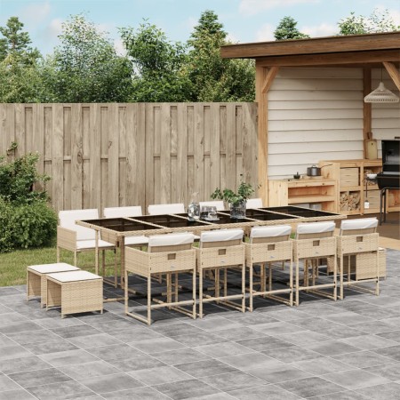 Set comedor de jardín con cojines 15 pzas ratán sintético beige von , Gartensets - Ref: Foro24-3211354, Preis: 766,96 €, Raba...