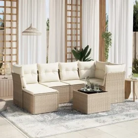 Set sofás de jardín 7 piezas y cojines ratán sintético beige by , Garden sets - Ref: Foro24-3263184, Price: 476,96 €, Discoun...