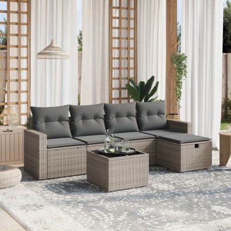 Set de muebles de jardín 6 pzas y cojines ratán sintético gris by , Garden sets - Ref: Foro24-3263476, Price: 340,75 €, Disco...