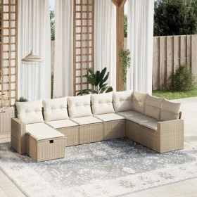 Juego de sofás de jardín con cojines beige 8 pzas ratán PE by , Garden sets - Ref: Foro24-3263584, Price: 553,99 €, Discount: %