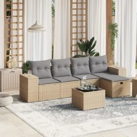 Juego de sofás jardín con cojines beige mezcla 6 pzas ratán PE by , Garden sets - Ref: Foro24-3264405, Price: 371,92 €, Disco...