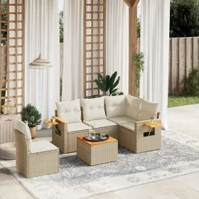 Juego de sofás jardín con cojines 6 pzas ratán sintético beige by , Garden sets - Ref: Foro24-3226821, Price: 460,53 €, Disco...