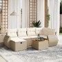 Set sofás de jardín 7 piezas y cojines ratán sintético beige by , Garden sets - Ref: Foro24-3265062, Price: 483,58 €, Discoun...