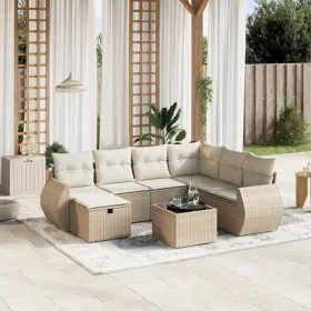 Juego de sofás de jardín con cojines beige 8 pzas ratán PE by , Garden sets - Ref: Foro24-3264154, Price: 583,80 €, Discount: %
