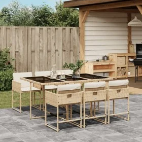 Set comedor de jardín 7 pzas con cojines ratán sintético beige by , Garden sets - Ref: Foro24-3211270, Price: 445,03 €, Disco...