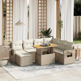 Juego de sofás de jardín con cojines beige 8 pzas ratán PE de , Conjuntos de jardín - Ref: Foro24-3275718, Precio: 584,01 €, ...