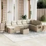 Set de sofás de jardín 9 pzas con cojines ratán sintético beige by , Garden sets - Ref: Foro24-3263904, Price: 611,50 €, Disc...