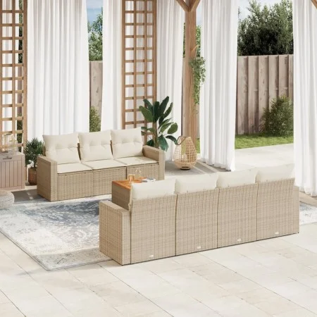 Juego de sofás de jardín con cojines beige 8 pzas ratán PE by , Garden sets - Ref: Foro24-3256359, Price: 566,93 €, Discount: %