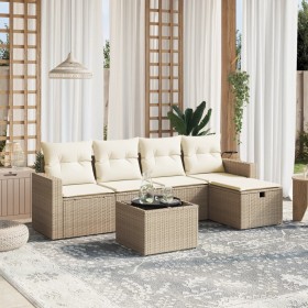 Juego de sofás jardín con cojines 6 pzas ratán sintético beige de , Conjuntos de jardín - Ref: Foro24-3263474, Precio: 379,65...
