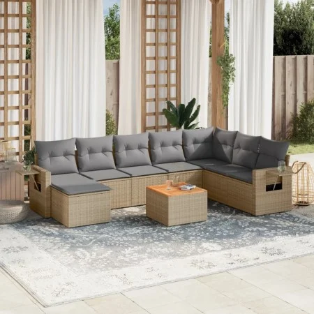 Set de sofás de jardín 9 pzas con cojines ratán sintético beige von , Modulare Sofas für den Außenbereich - Ref: Foro24-32247...