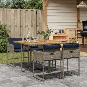 Set comedor de jardín 5 piezas con cojines ratán sintético gris von , Gartensets - Ref: Foro24-3278032, Preis: 382,30 €, Raba...