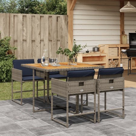 Set comedor de jardín 5 piezas con cojines ratán sintético gris von , Gartensets - Ref: Foro24-3278032, Preis: 292,81 €, Raba...