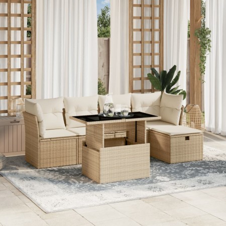 Juego de sofás jardín con cojines 6 pzas ratán sintético beige by , Garden sets - Ref: Foro24-3274638, Price: 425,29 €, Disco...