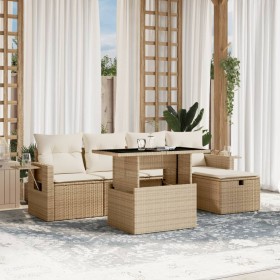 Juego de sofás jardín con cojines 6 pzas ratán sintético beige by , Garden sets - Ref: Foro24-3274968, Price: 425,58 €, Disco...