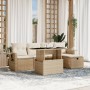 Juego de sofás jardín con cojines 6 pzas ratán sintético beige by , Garden sets - Ref: Foro24-3274968, Price: 425,58 €, Disco...