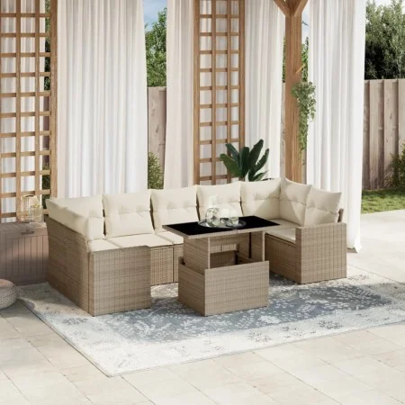 Set de sofás de jardín y cojines 8 piezas ratán sintético beige de , Conjuntos de jardín - Ref: Foro24-3267148, Precio: 606,4...
