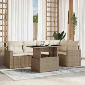 Juego de sofás jardín con cojines 6 pzas ratán sintético beige de , Conjuntos de jardín - Ref: Foro24-3267258, Precio: 477,21...