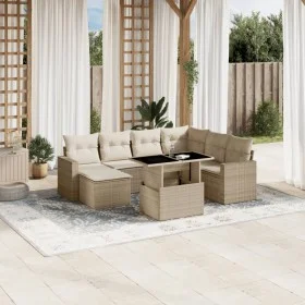 Set de sofás de jardín y cojines 8 piezas ratán sintético beige by , Garden sets - Ref: Foro24-3267438, Price: 569,00 €, Disc...