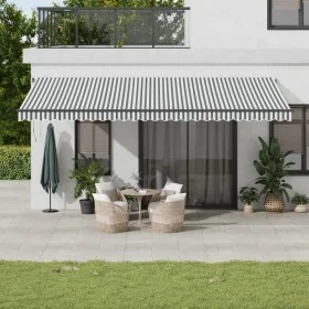 Toldo retráctil automático gris antracita y blanco 600x300 cm by , Awnings - Ref: Foro24-3310245, Price: 544,04 €, Discount: %