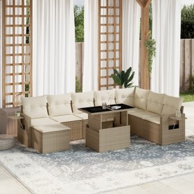 Set de sofás de jardín 9 pzas con cojines ratán sintético beige de , Conjuntos de jardín - Ref: Foro24-3268098, Precio: 607,5...