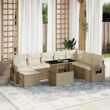 Set de sofás de jardín 9 pzas con cojines ratán sintético beige von , Gartensets - Ref: Foro24-3268098, Preis: 654,85 €, Raba...
