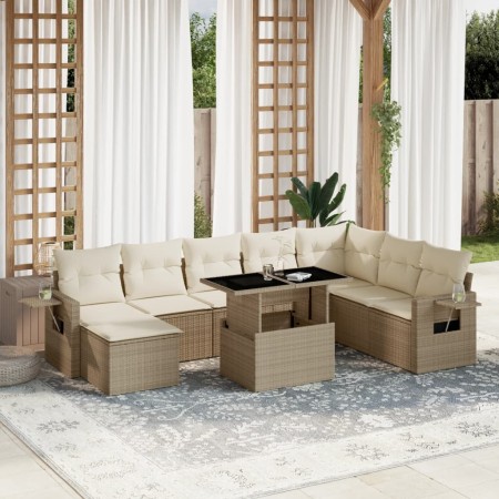Set de sofás de jardín 9 pzas con cojines ratán sintético beige von , Gartensets - Ref: Foro24-3268098, Preis: 607,54 €, Raba...