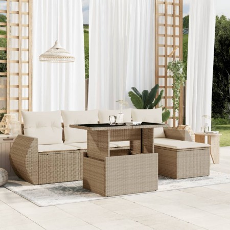 Juego de sofás jardín con cojines 6 pzas ratán sintético beige de , Conjuntos de jardín - Ref: Foro24-3268498, Precio: 437,55...