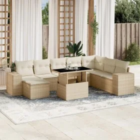 Set de sofás de jardín 9 pzas con cojines ratán sintético beige by , Garden sets - Ref: Foro24-3269358, Price: 665,31 €, Disc...