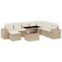 Set de sofás de jardín 9 pzas con cojines ratán sintético beige