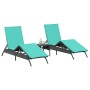 Tumbonas con mesita 2 unidades ratán sintético negro by , Loungers - Ref: Foro24-4002718, Price: 313,24 €, Discount: %
